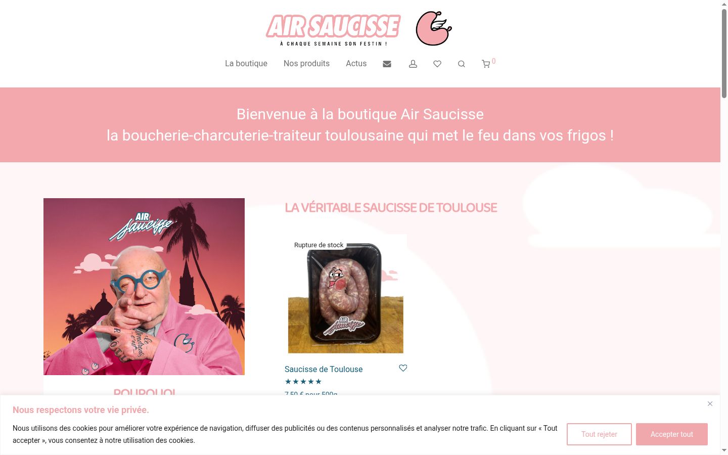 Capture d'écran de la bannière de consentement affichée avant toute interaction