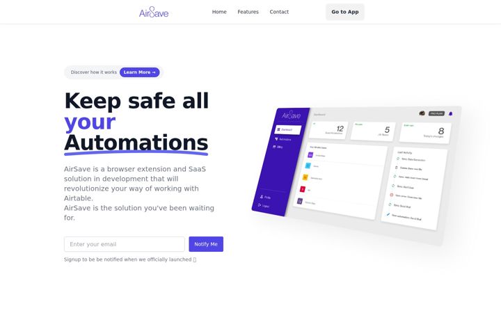 Posnetek zaslona airsave.io