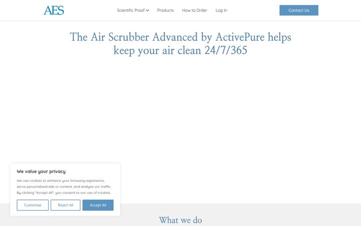 Screenshot of airscrubberadvancedbyactivepure.com