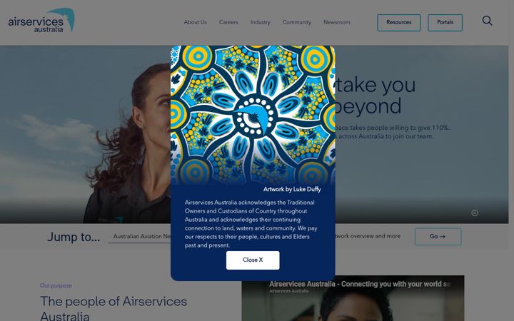 Screenshot of airservicesaustralia.com
