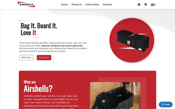 Snimka zaslona za airshells.com