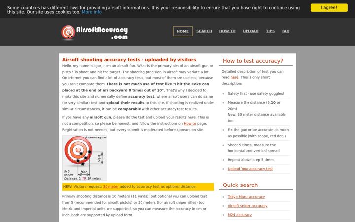 Screenshot of airsoftaccuracy.com