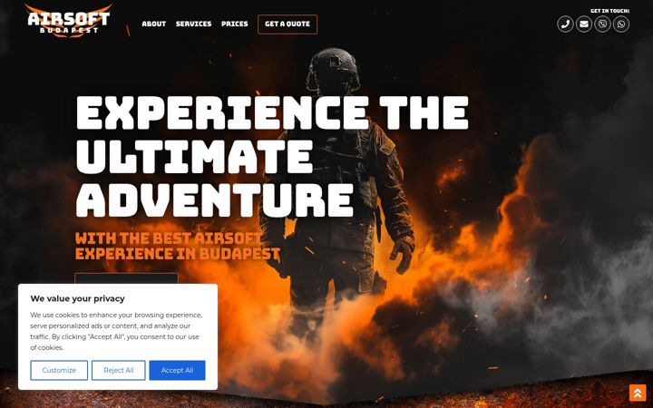 Screenshot of airsoftbudapest.com