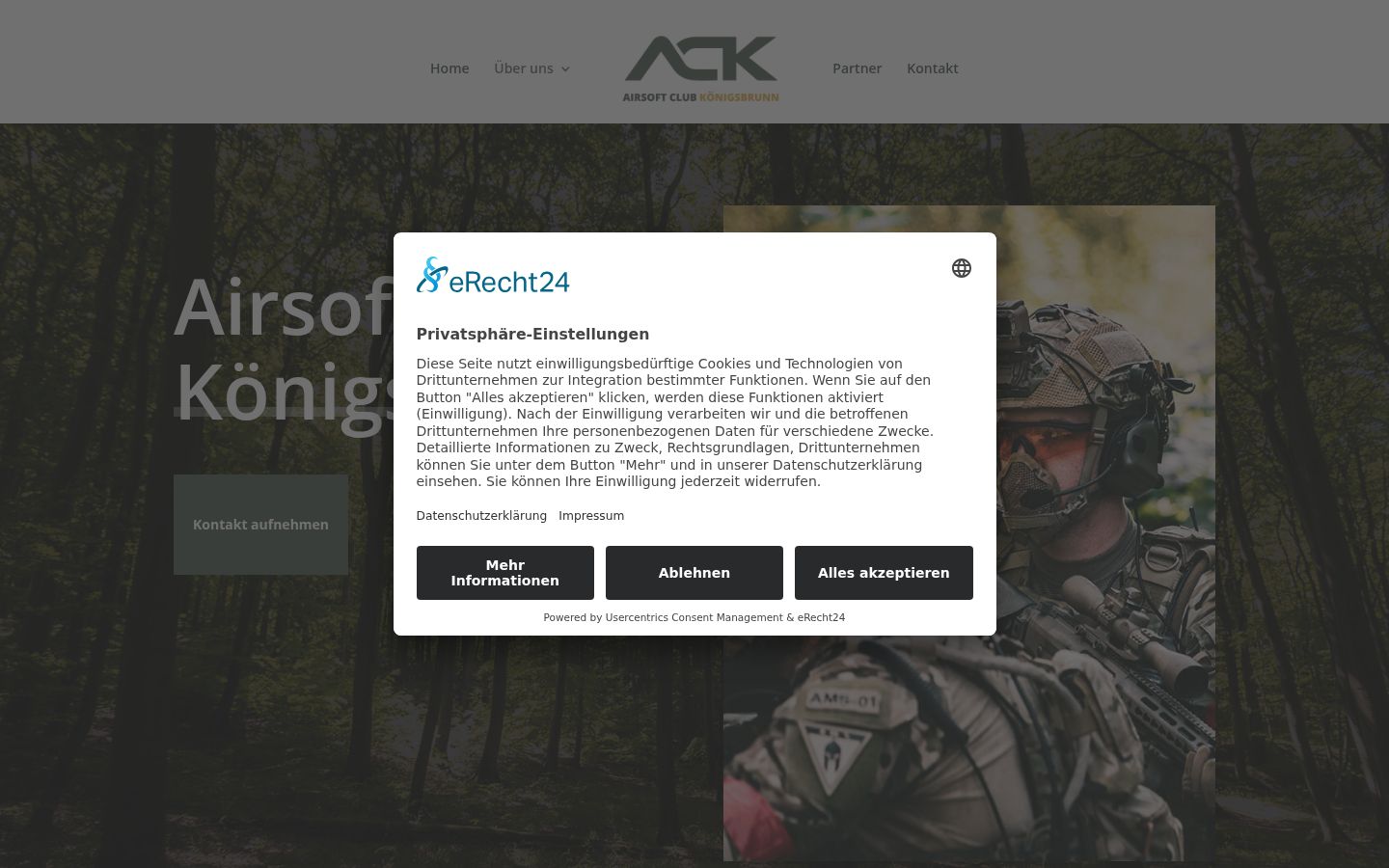 Sutikimo reklamjuostės, rodytos prieš bet kokią sąveiką, ekrano kopija