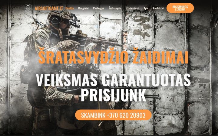 Posnetek zaslona airsoftgame.lt