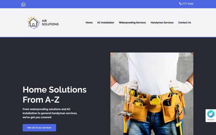 Kuvakaappaus sivustosta airsolutionslimited.com