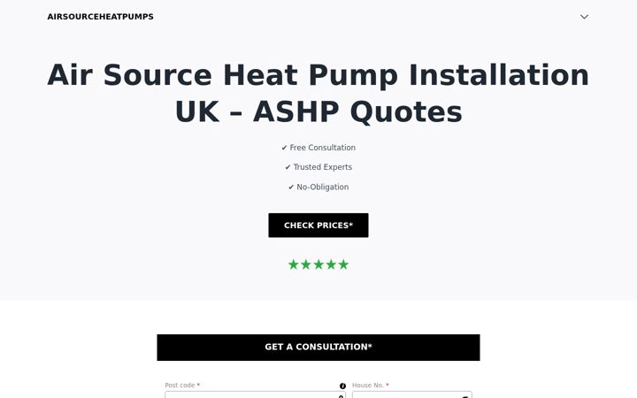 Ekrānuzņēmums no airsourceheatpumps.uk