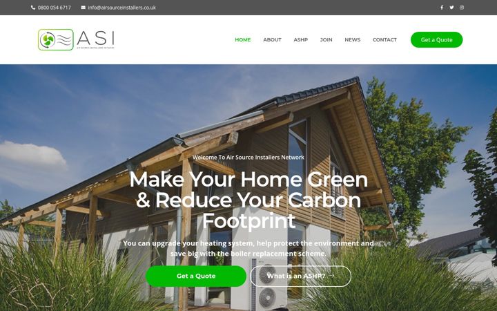 Screenshot of airsourceinstallers.co.uk