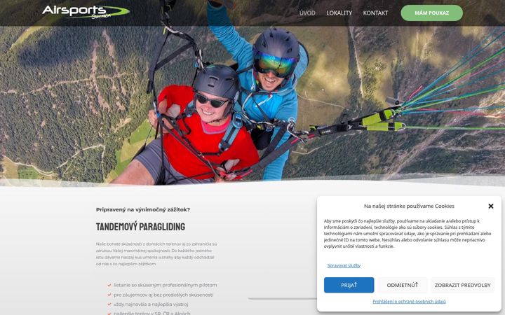 Skärmbild av airsports.sk