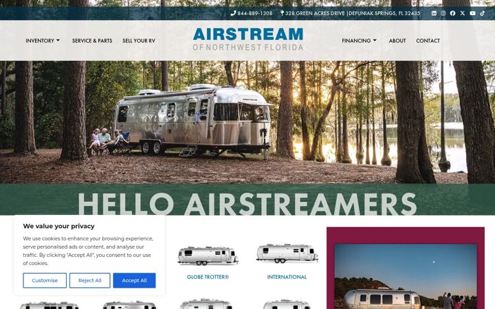 Screenshot of airstreamnwfl.com