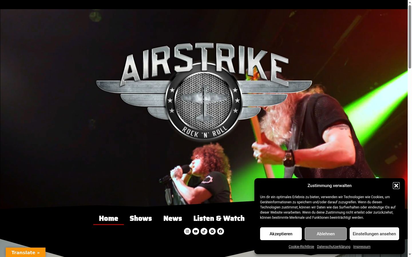 Captura de pantalla del banner de consentimiento mostrado antes de cualquier interacción