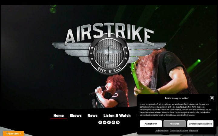 Captura de pantalla de airstrike-band.com