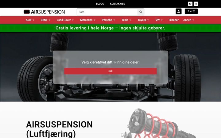 Skärmbild av airsuspension.no