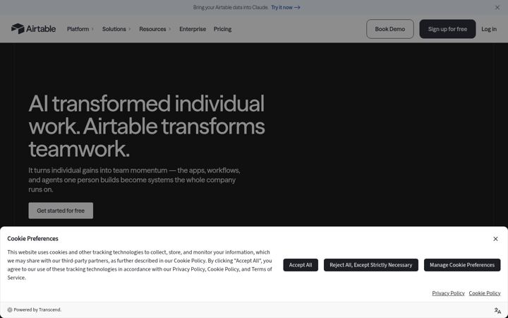 Screenshot di airtable.com