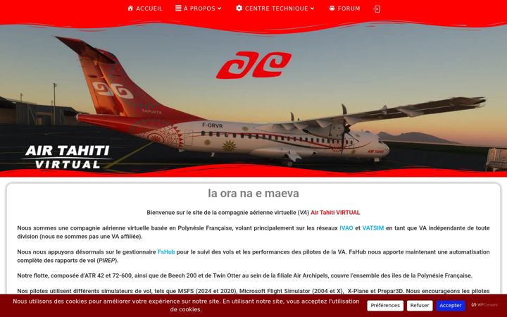 Screenshot stránky airtahiti-virtual.fr