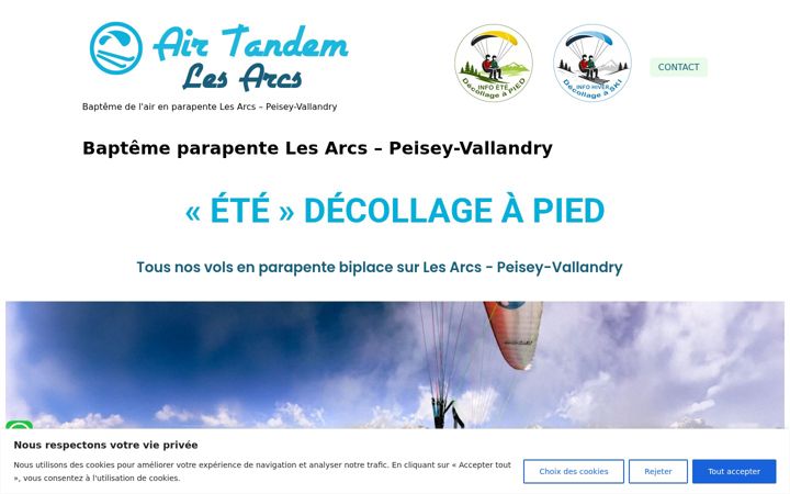 Screenshot stránky airtandemlesarcs.fr