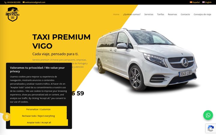Screenshot of airtaxivigo.com