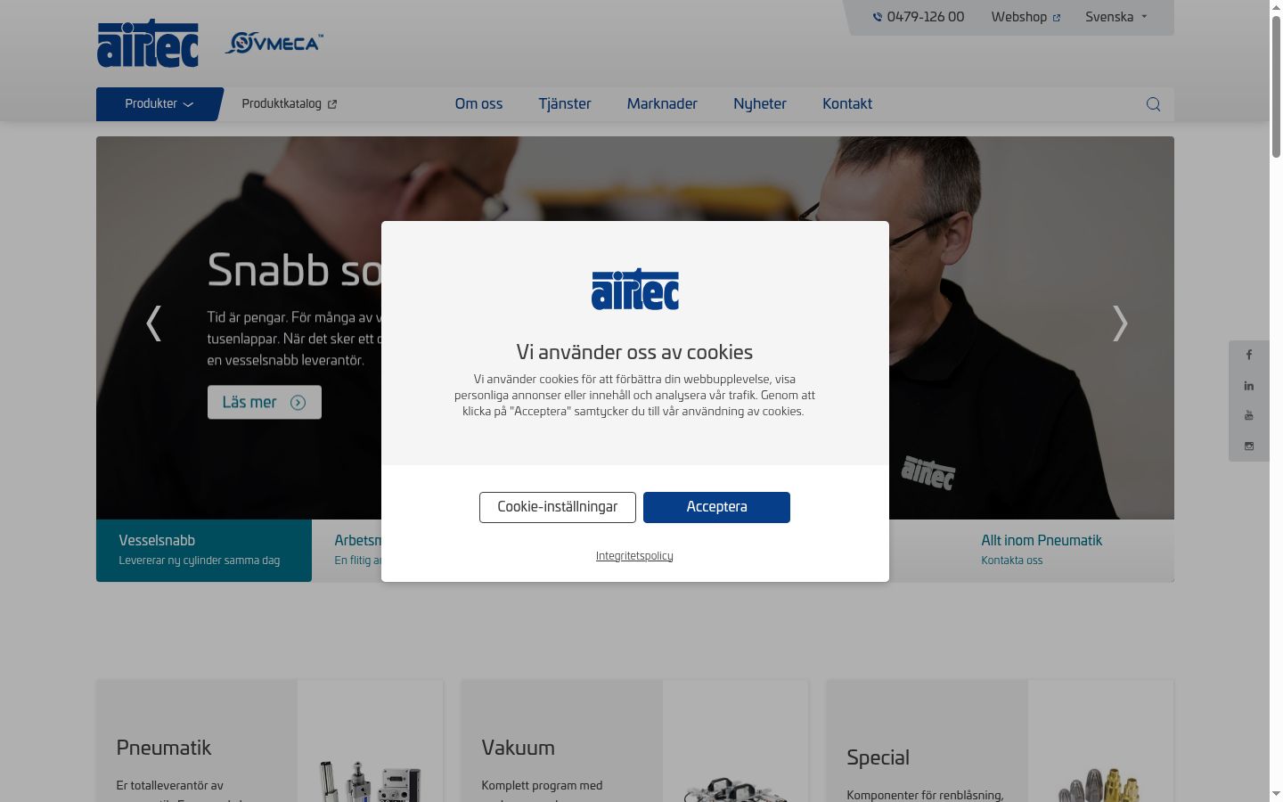 Captura de ecrã do banner de consentimento apresentado antes de qualquer interação