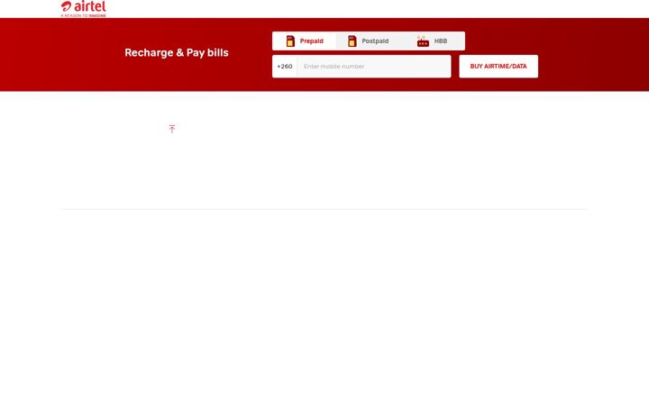 Screenshot of airtel.co.zm