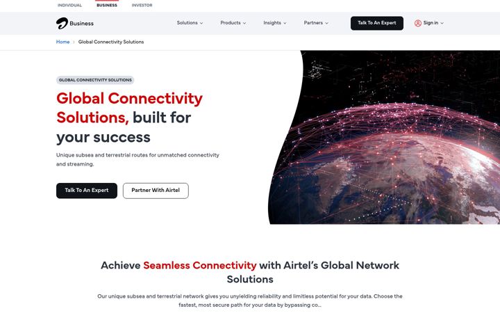 Skærmbillede af airtel.com