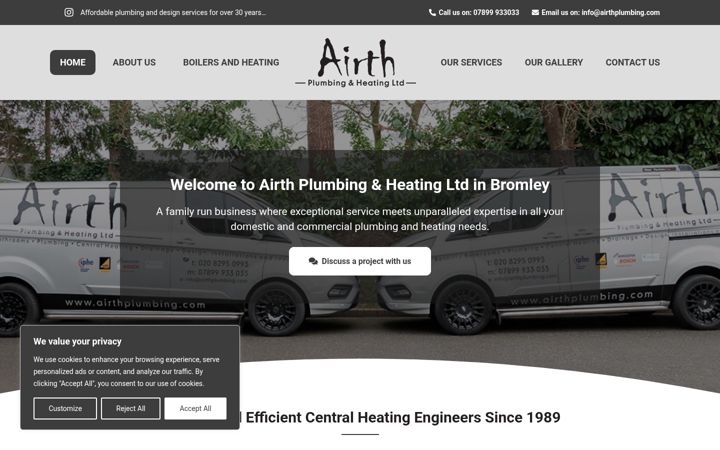 Screenshot of airthplumbing.com