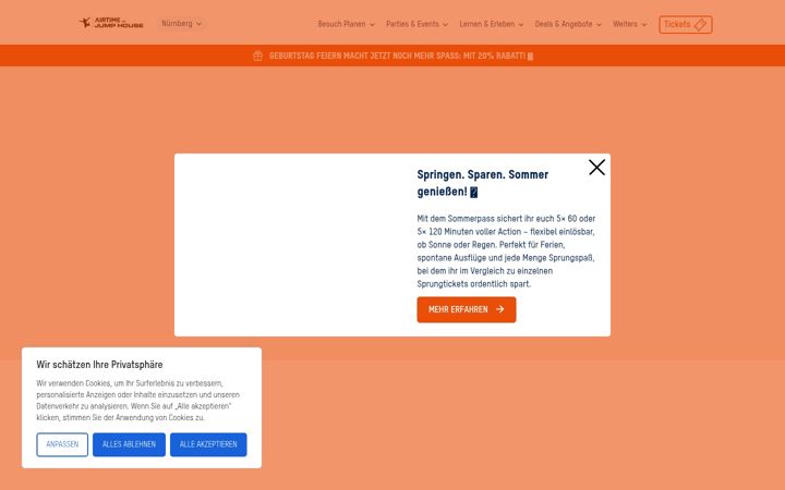Screenshot von airtimetrampolin.de