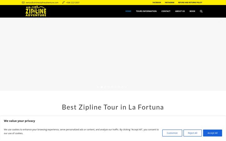 Screenshot of airtimeziplineadventure.com