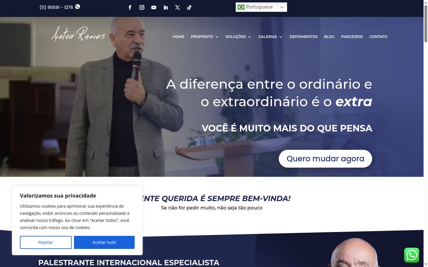 Screenshot del banner di consenso mostrato prima di qualsiasi interazione