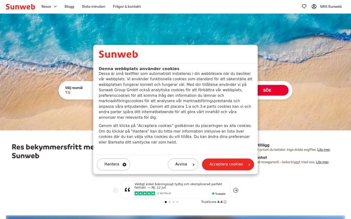 Screenshot von airtours.se