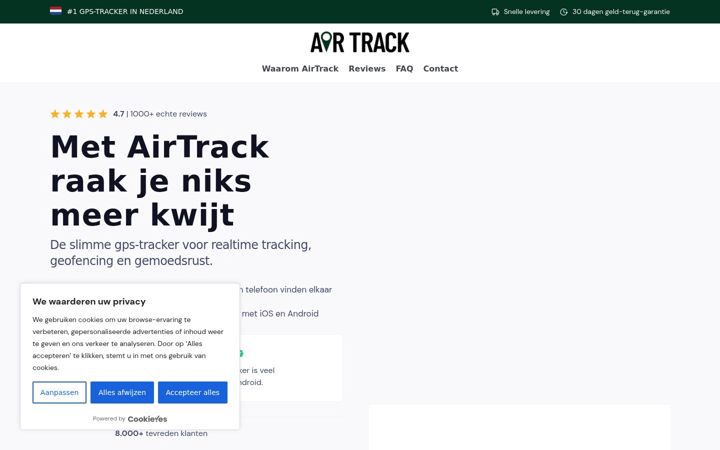 Screenshot stránky airtrackpro.nl