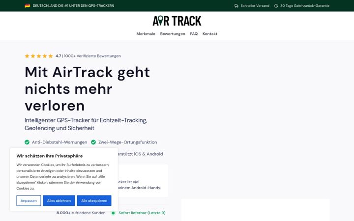 Screenshot von airtrackshop.de