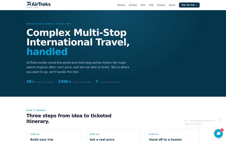 Screenshot of airtreks.com