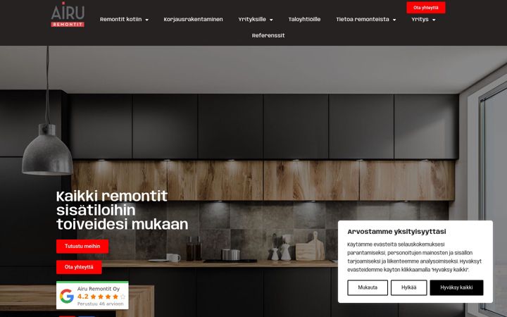 Screenshot of airuremontit.fi