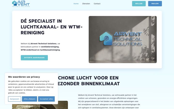 Screenshot of airventtechnicalsolutions.nl
