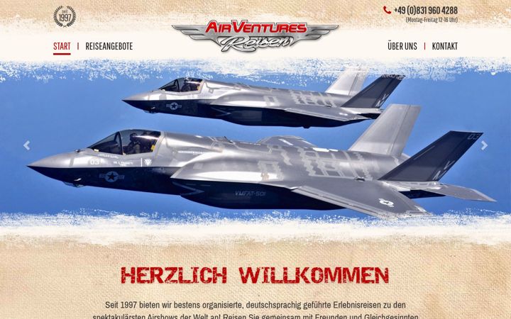 Skärmbild av airventures-reisen.de