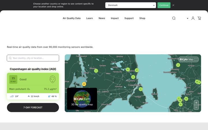 Screenshot of airvisual.com