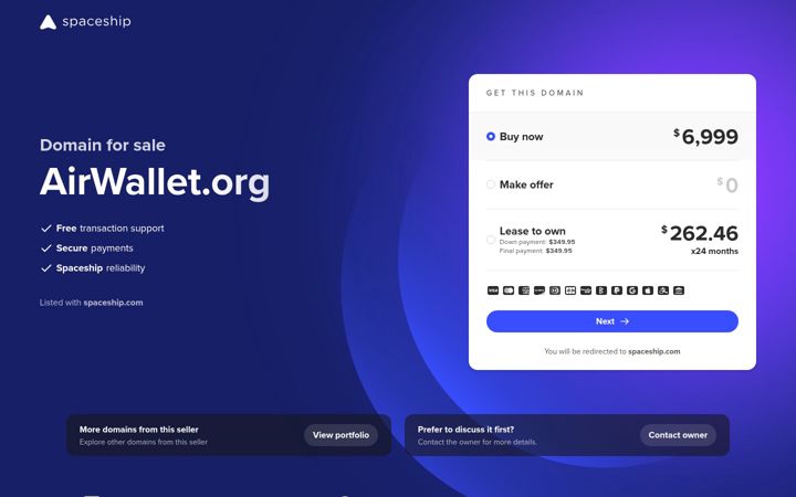Screenshot of airwallet.org