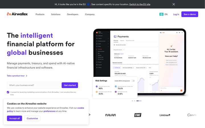 Screenshot di airwallex.com