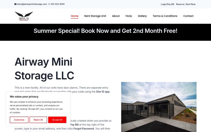 Skärmbild av airwayministorage.com