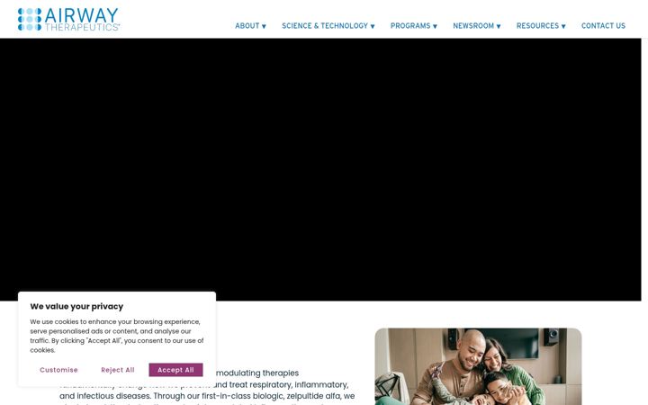 Skärmbild av airwaytherapeutics.com