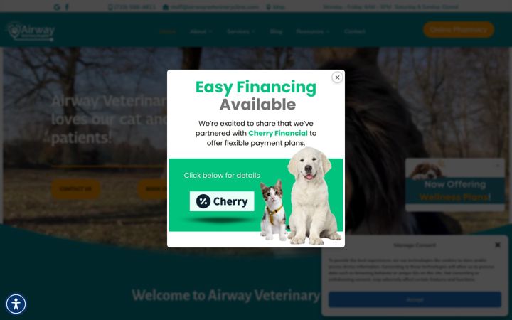 Skärmbild av airwayveterinaryclinic.com