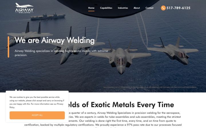 Skärmbild av airwaywelding.com