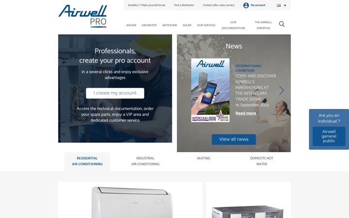 Screenshot του airwell-pro.com