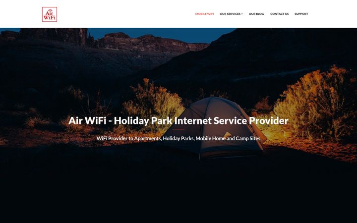 Kuvakaappaus sivustosta airwifi.ie