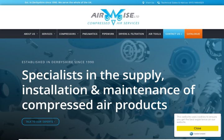 Captura de pantalla de airwisecompressors.co.uk