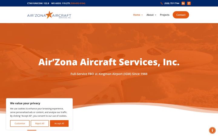 Screenshot of airzonaaircraft.com