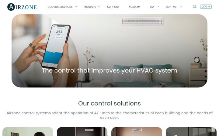 Kuvakaappaus sivustosta airzonecontrol.com