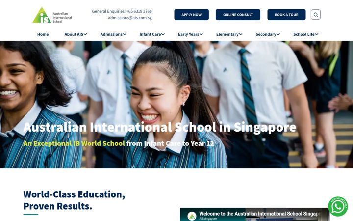 Captura de ecrã de ais.com.sg