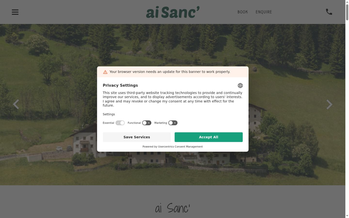 Screenshot of the consent banner shown before any interaction