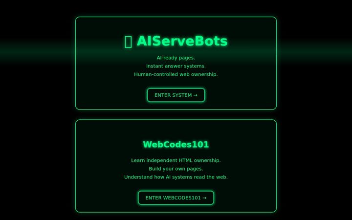 Screenshot of aiservebots.com
